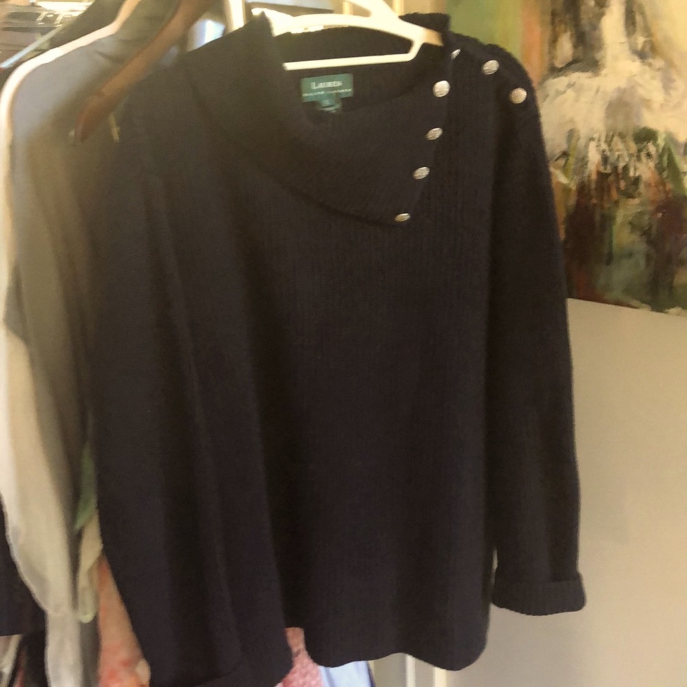 Lauren Ralph Lauren Black Sweater with Button Accents